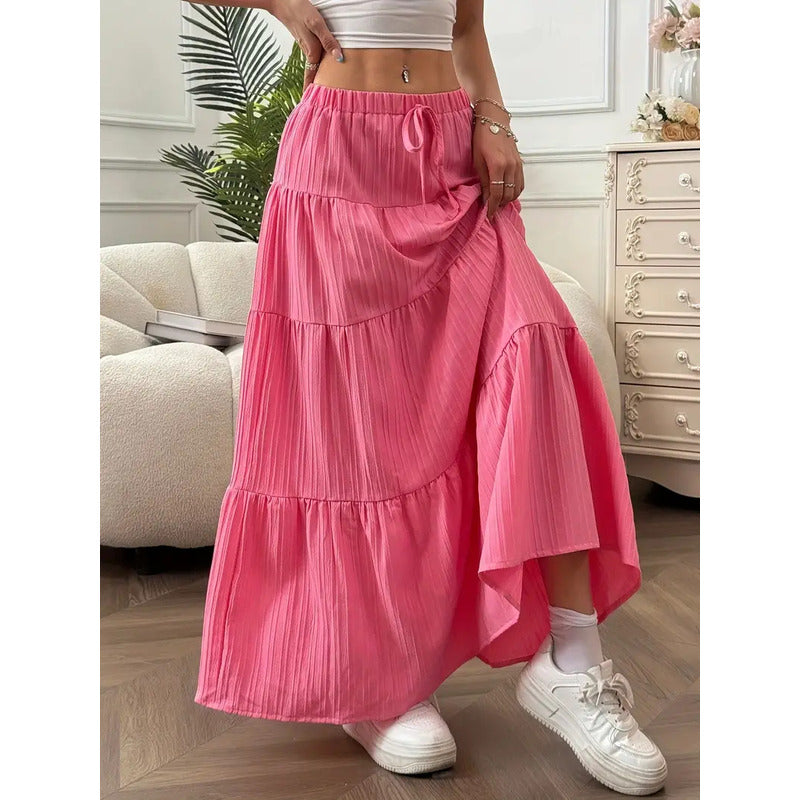 Falda Pollera Larga Con Lazo Y Elástico Campesina Uniteduy