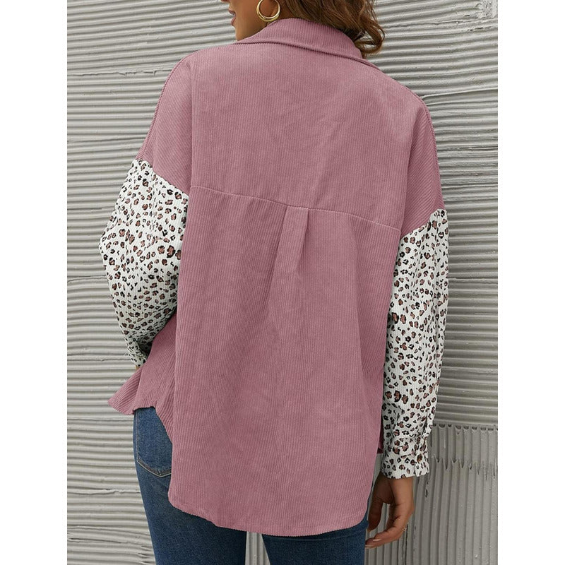 Sobre Camisa Pana Combinado Con Animal Print Varios Colores