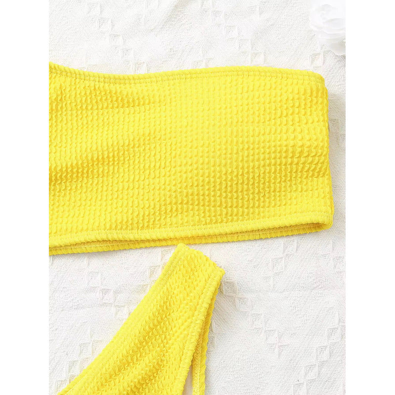 Bikini Malla Hombro Solo Vedetina Texturado Varios Colores