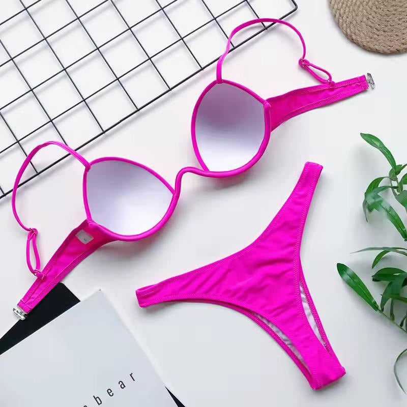 Bikini Malla Soutien Con Aro Y Colaless En V Varios Colores