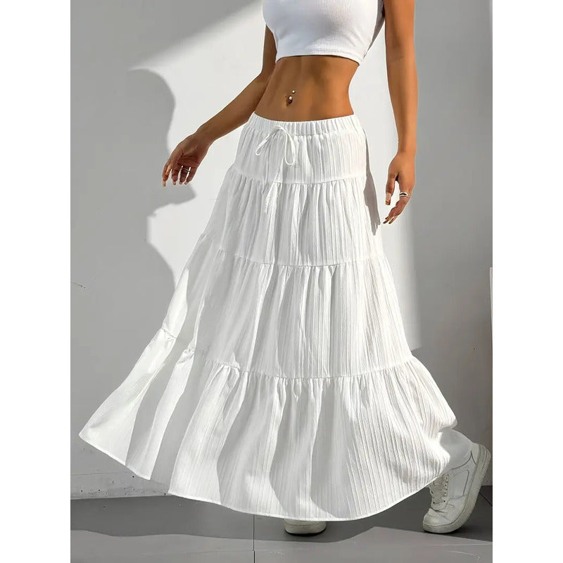 Falda Pollera Larga Con Lazo Y Elástico Campesina Uniteduy