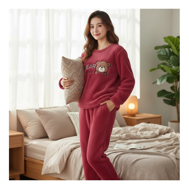 Pijama Peluche Largo Osos Plus Abrigados Varios Colores