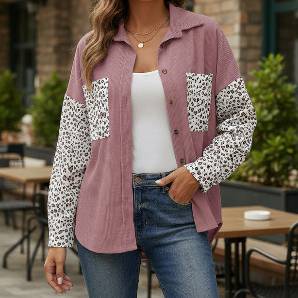 Sobre Camisa Pana Combinado Con Animal Print Varios Colores
