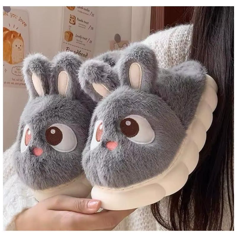 Pantufla Conejo Peludas Con Suela De Goma Varios Colores