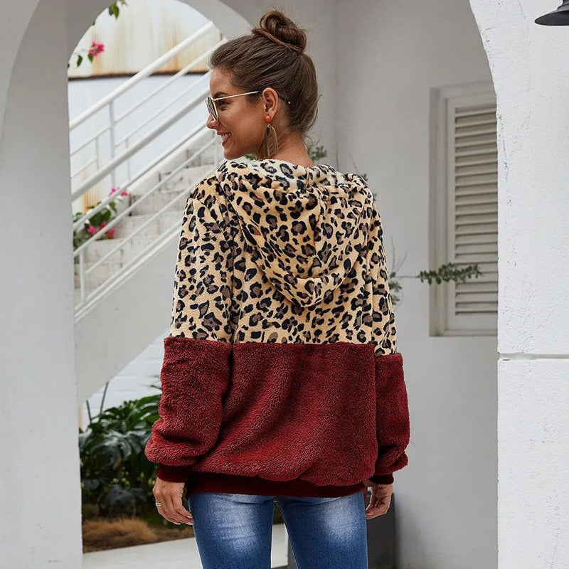 Campera Con Capucha Combinado Animal Print Polar Uniteduy