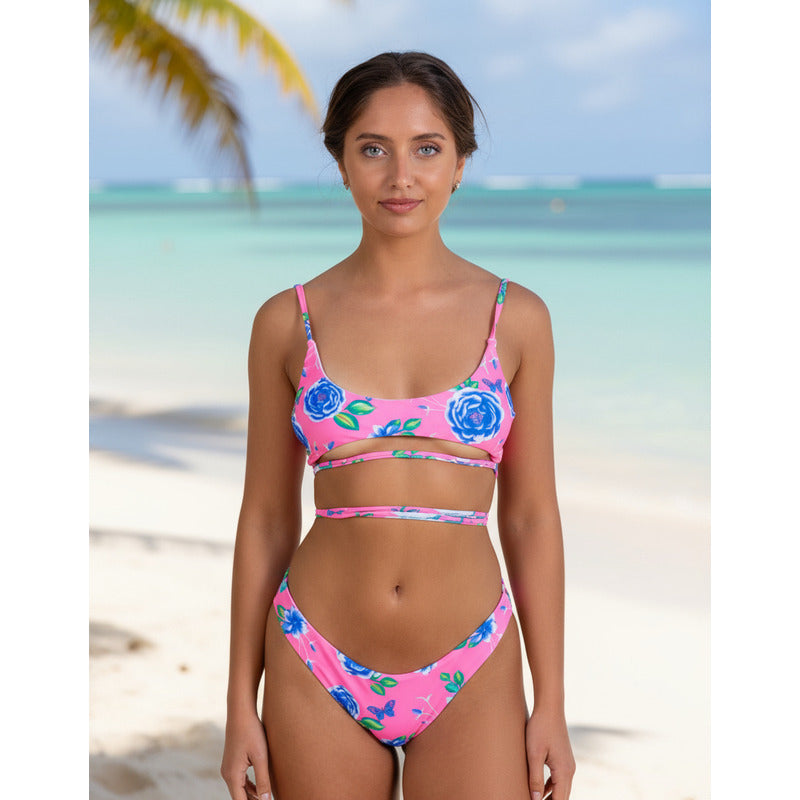 Uniteduy!bikini Romi Cola Less V  Soutien Atado Fucsia Azul
