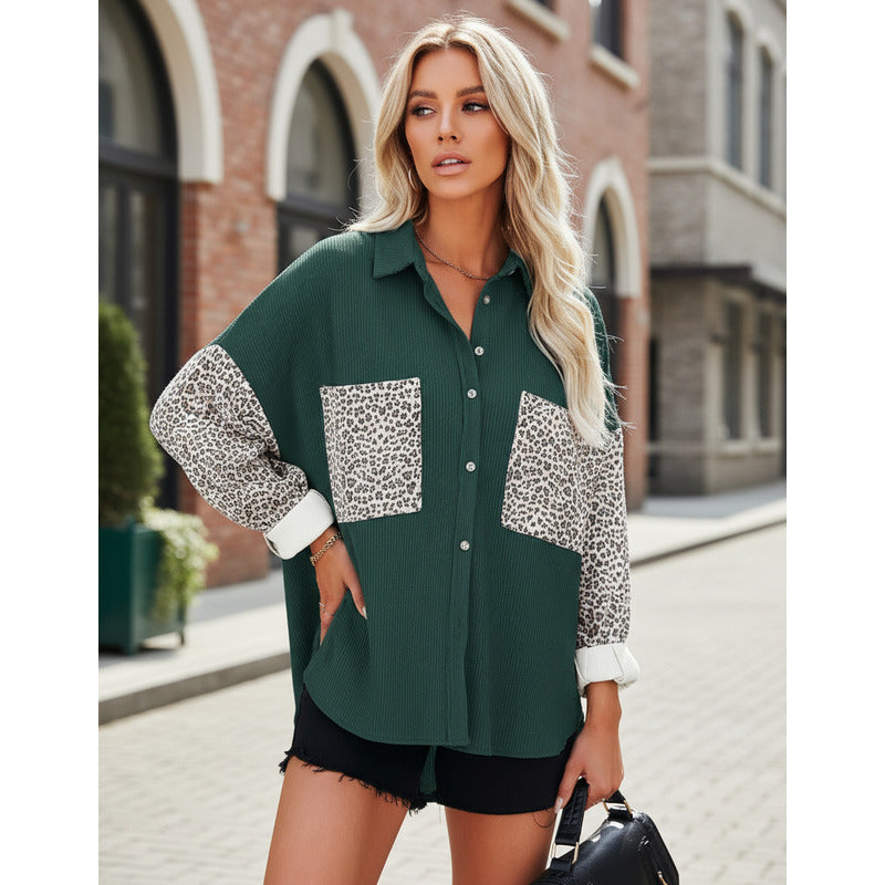 Sobre Camisa Pana Combinado Con Animal Print Varios Colores