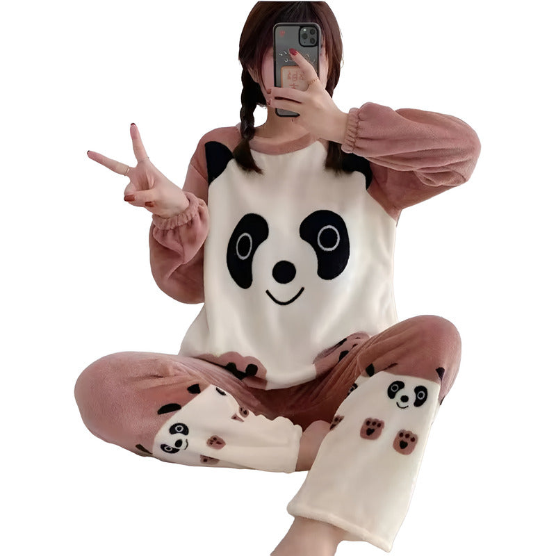 Pijama Peluche Largo De Dama Varios Diseños Talle Único