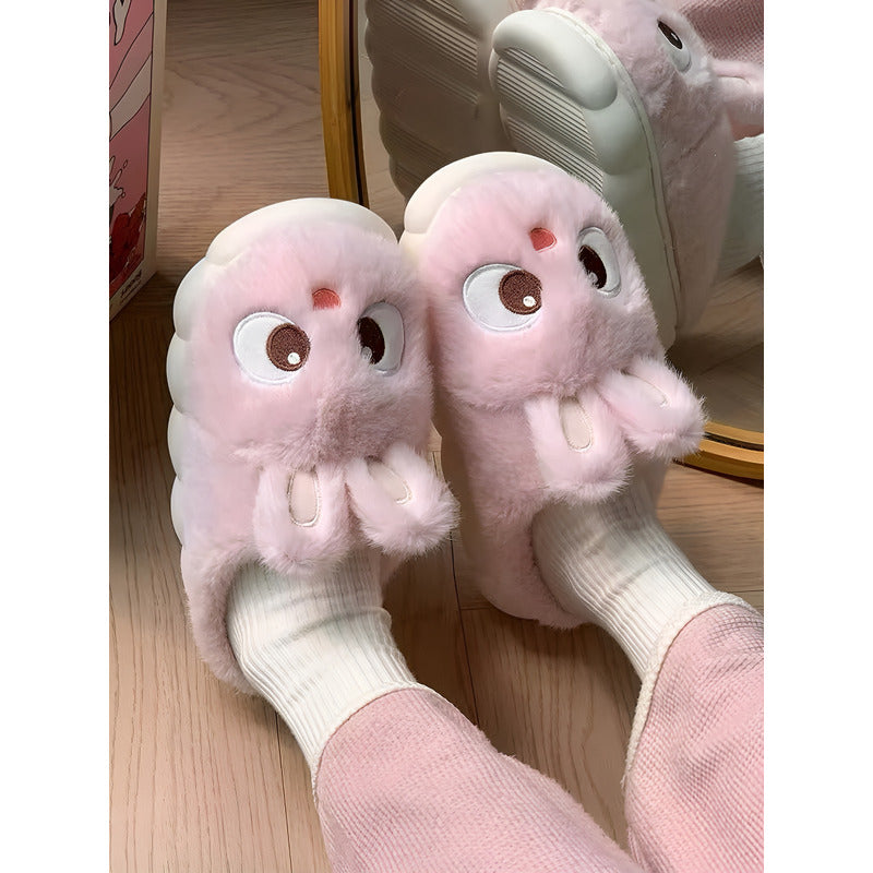 Pantufla Conejo Peludas Con Suela De Goma Varios Colores