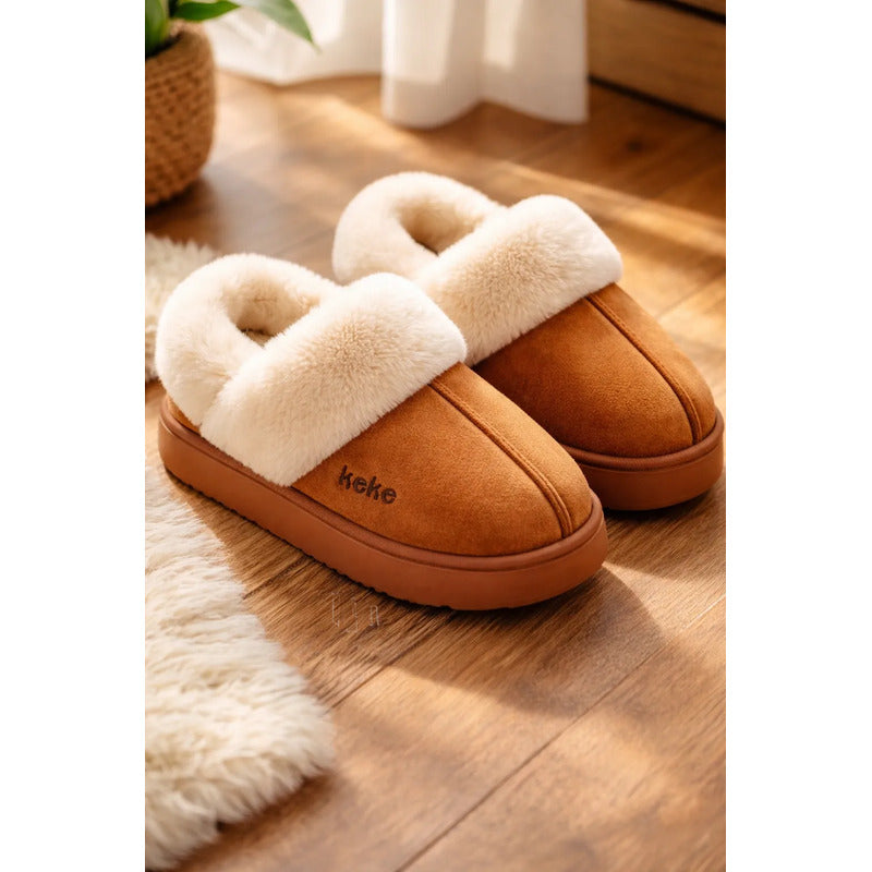 Pantuflas Mujer Forradas Con Corderito Altas Sin Talón