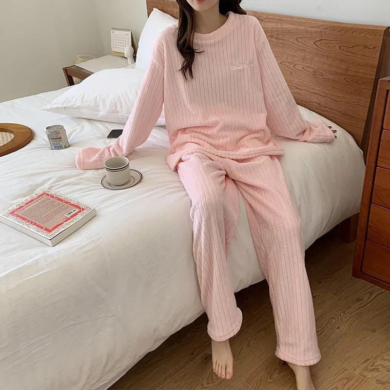 Pijama Peluche Largo De Dama Plush Abrigado Varios Colores