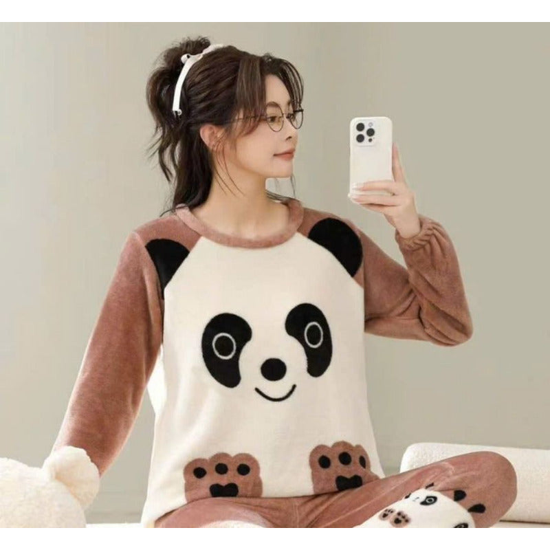 Pijama Peluche Largo De Dama Varios Diseños Talle Único