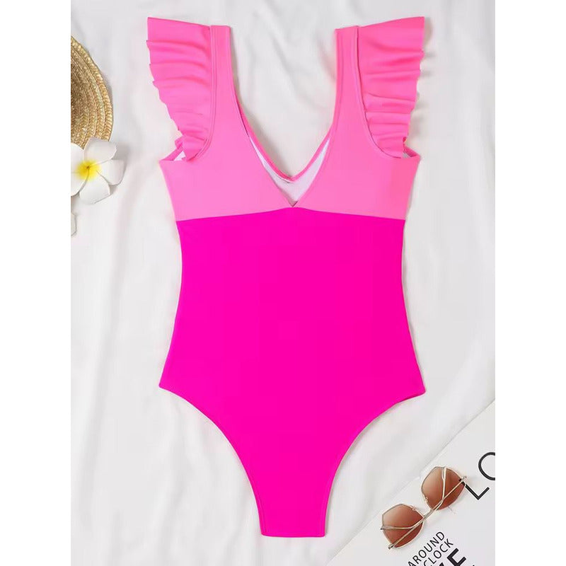 Bikini Malla Entera Cruzado Volados Control Abdomen Uniteduy