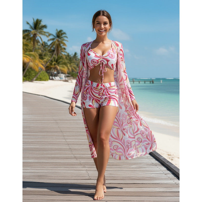 Bikini Malla 3 Piezas Tankini Short Soutien Camisa Uniteduy