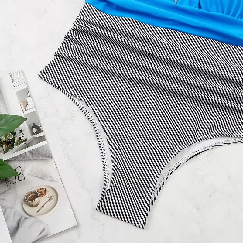 Malla Entera Triangulo Plisada Combinada Bikini Del M Al Xl