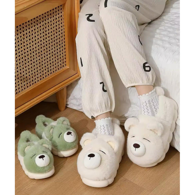 Pantufla Peludas Osos Con Suela De Goma Varios Colores