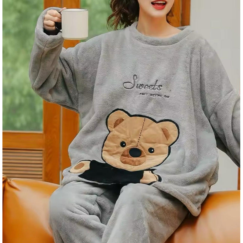 Pijama Peluche Largo Osos Plus Abrigados Varios Colores