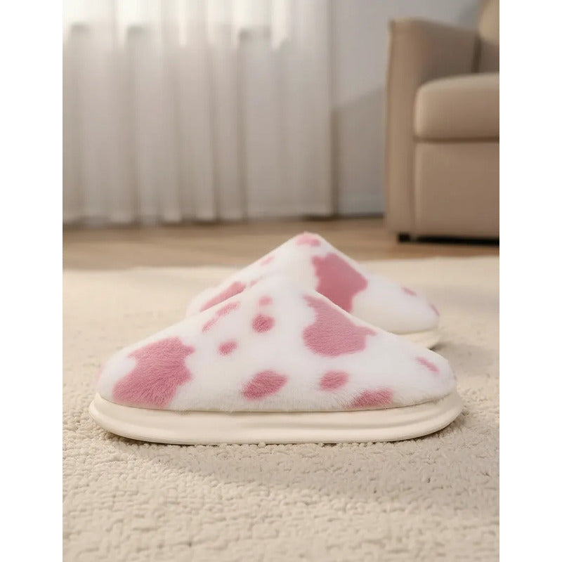 Pantuflas Antideslizante Cow Print Varios Colores Sin Talón