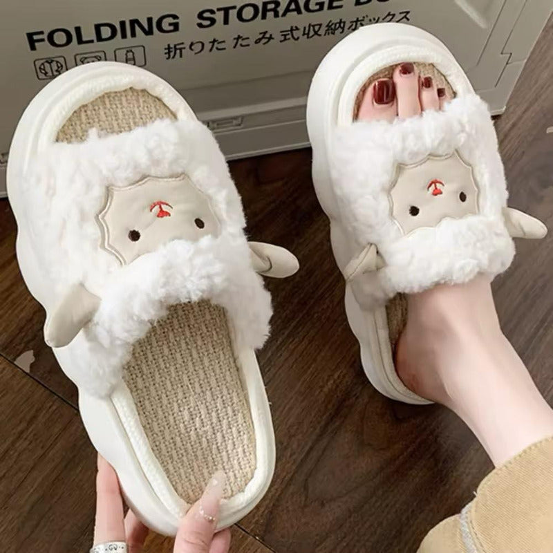 Pantuflas Oveja Peluche Abierta Sin Talon Suela De Goma