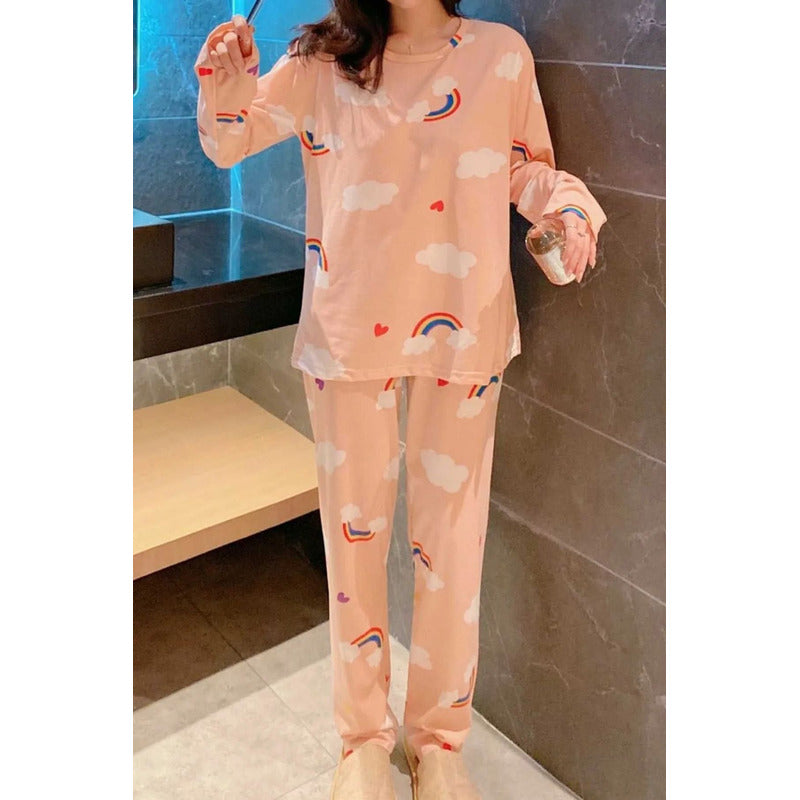 Pijama Remera Larga Y Pantalón Dama Abrigado Varios Dieños