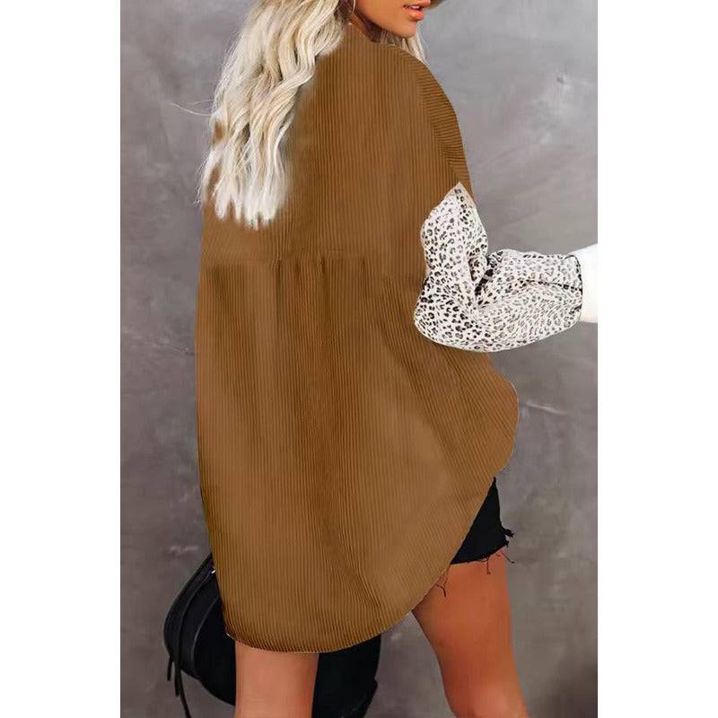 Sobre Camisa Pana Combinado Con Animal Print Varios Colores