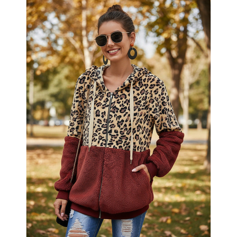 Campera Con Capucha Combinado Animal Print Polar Uniteduy