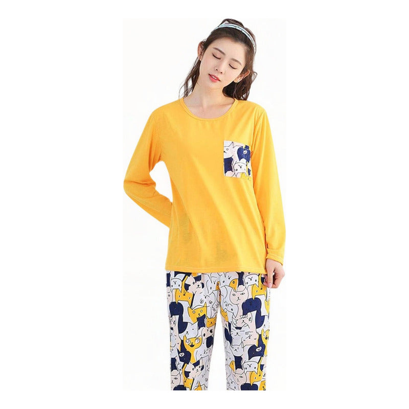Pijama Remera Larga Y Pantalón Dama Abrigado Varios Dieños