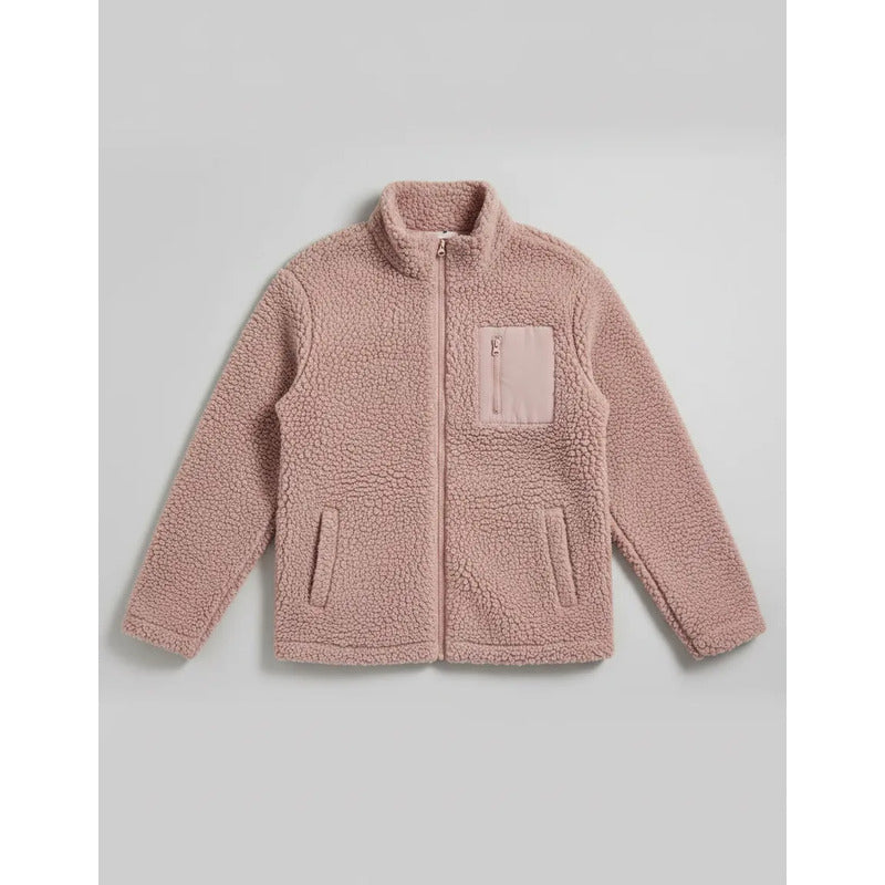 Campera De Corderito Para Dama Con Cierre Y Bolsillo Forrada