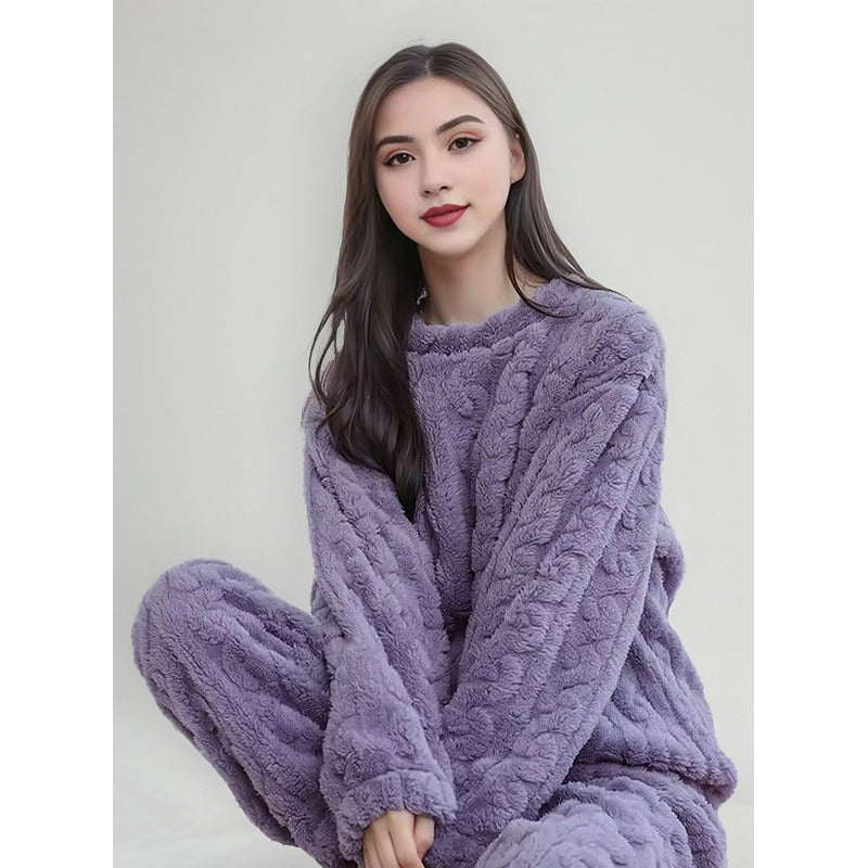 Pijama Peluche Trenzado Largo De Dama Plush  Varios Colores