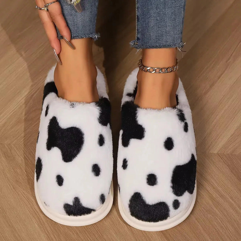 Pantuflas Antideslizante Cow Print Varios Colores Sin Talón