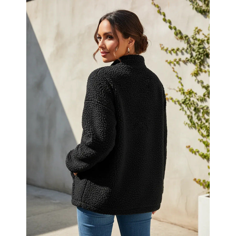 Campera De Corderito Para Dama Con Cierre Y Bolsillo Forrada
