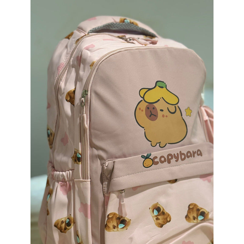 Mochila Escolar Con Cartuchera De Capibara Carpincho Laptop