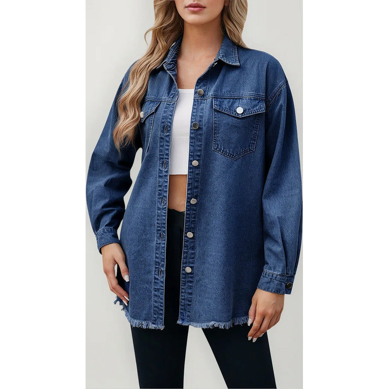 Sobre Camisa Campera Jeans Claro Y Oscuro Oversize Uniteduy