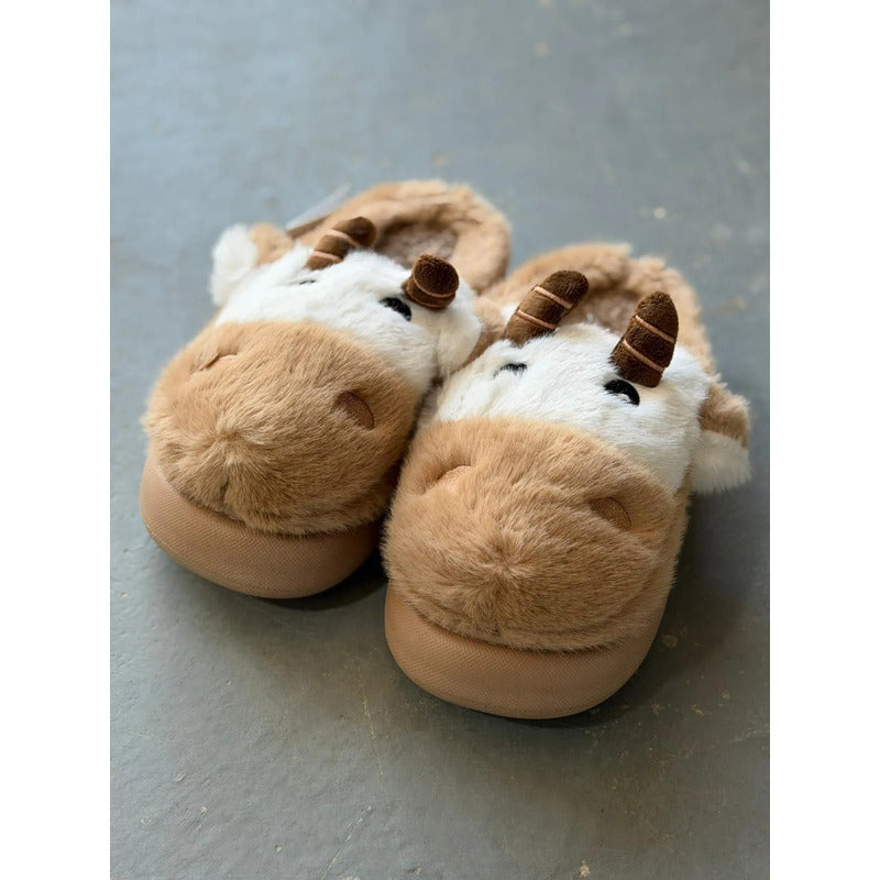 Pantufla Vaca Sin Talón Talles Del 36 Al 45 Suela De Goma