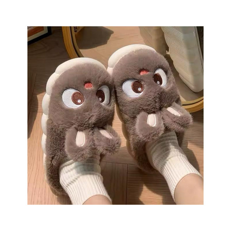 Pantufla Conejo Peludas Con Suela De Goma Varios Colores
