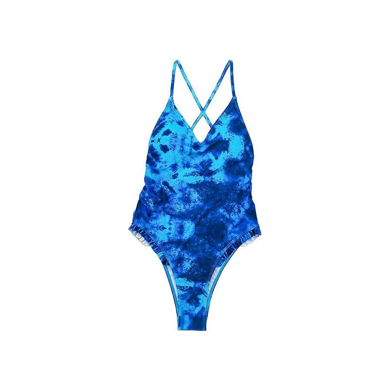 Bikini Aqua Enteriza Azul Y Celeste Espalda Cruzada Uniteduy