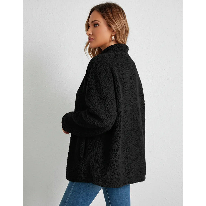 Campera De Corderito Para Dama Con Cierre Y Bolsillo Forrada