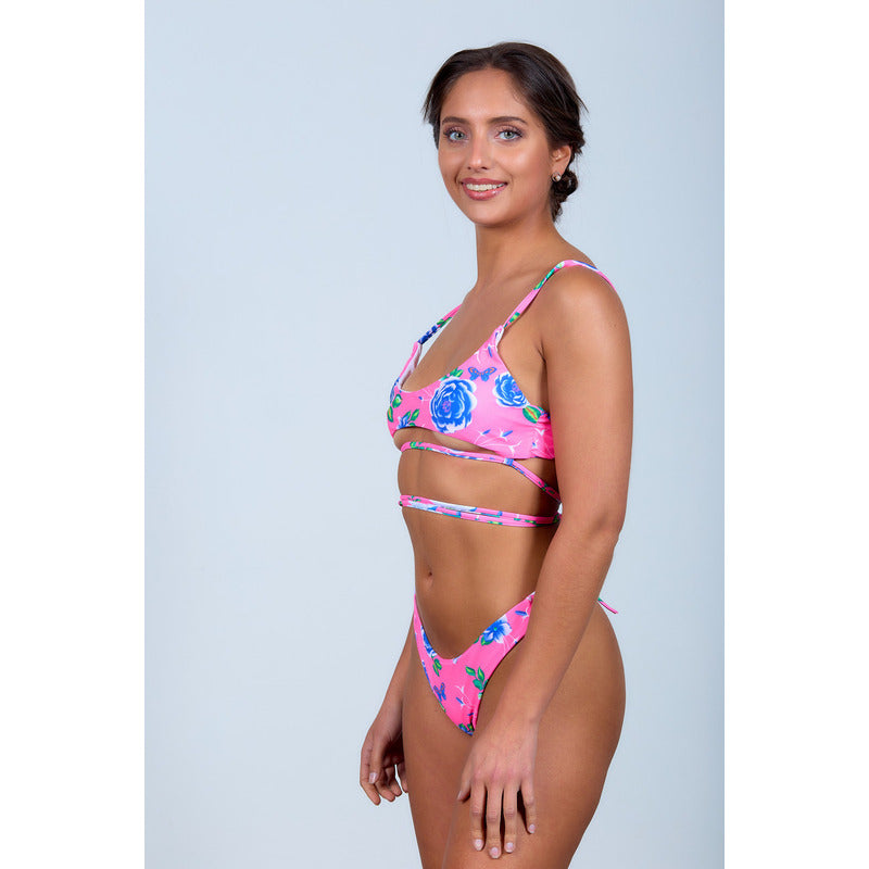 Uniteduy!bikini Romi Cola Less V  Soutien Atado Fucsia Azul