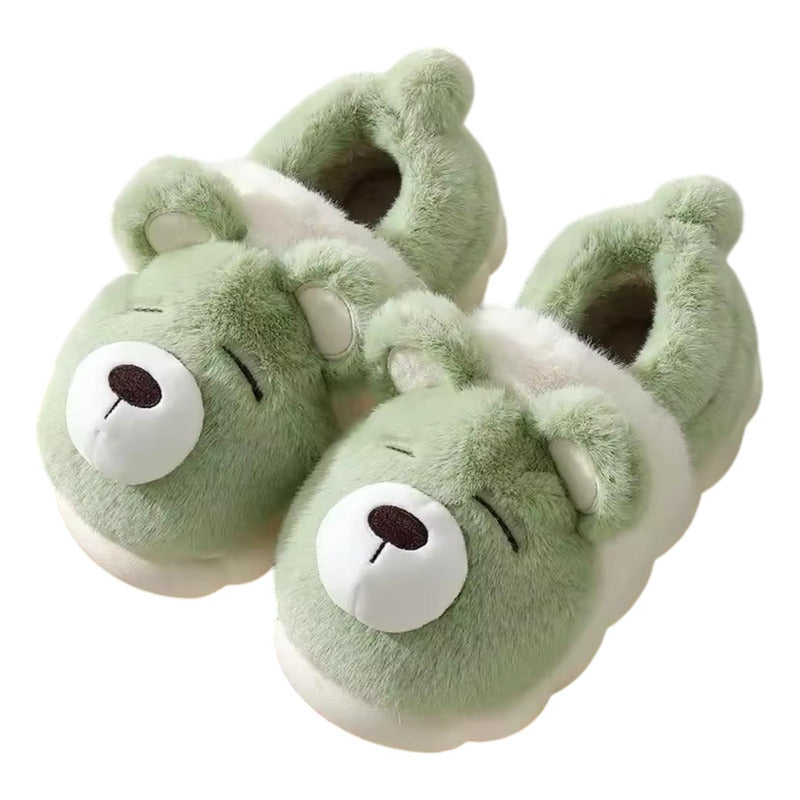 Pantufla Peludas Osos Con Suela De Goma Varios Colores