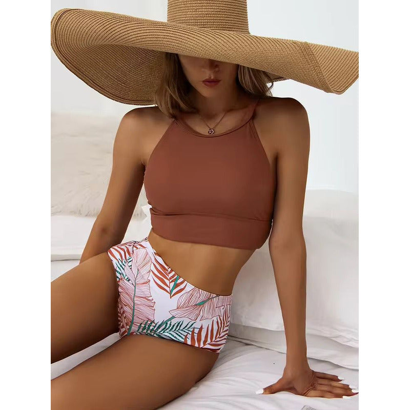 Bikini Malla Tiro Alto Tipo Top Varios Colores Uniteduy