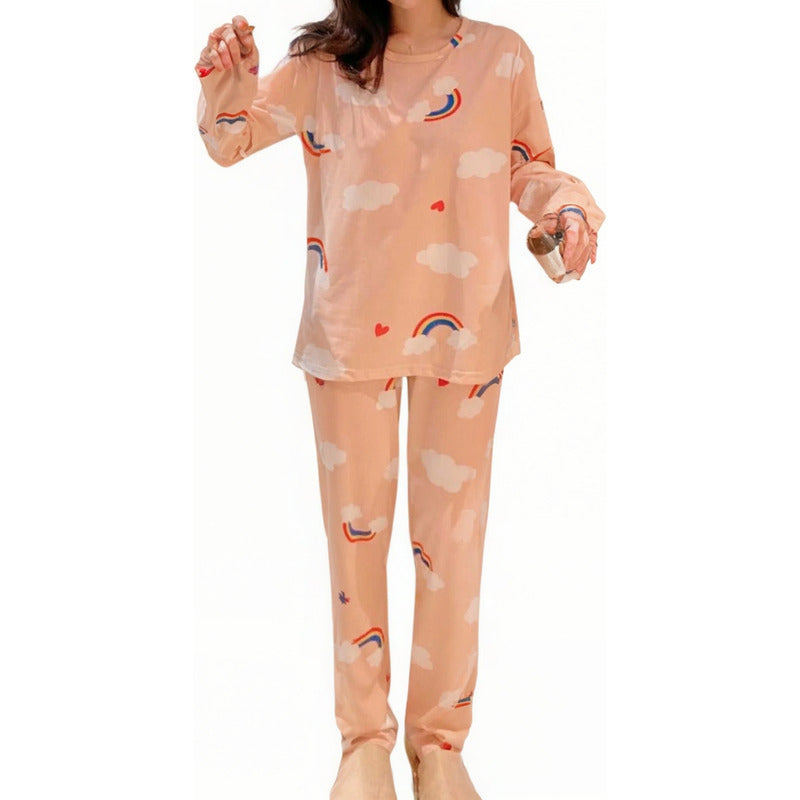 Pijama Remera Larga Y Pantalón Dama Abrigado Varios Dieños