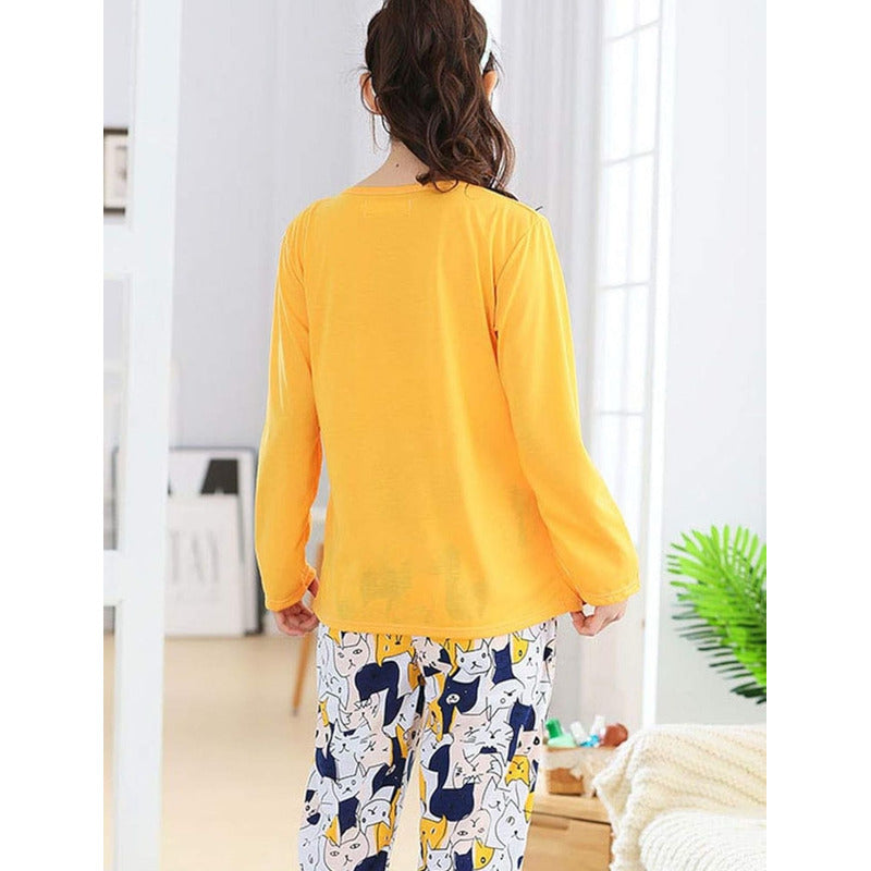 Pijama Remera Larga Y Pantalón Dama Abrigado Varios Dieños