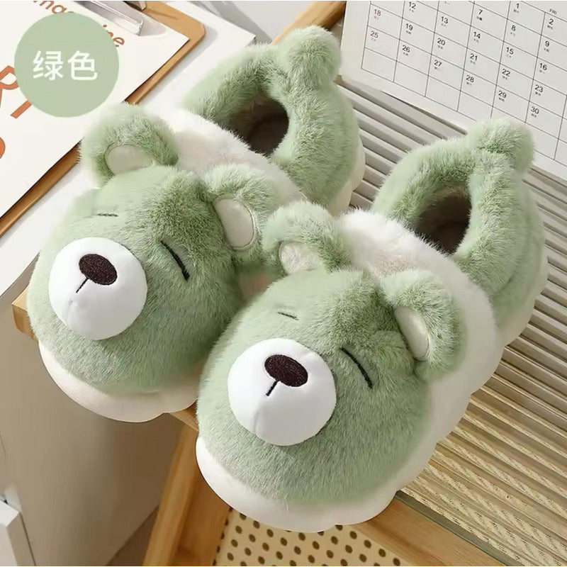 Pantufla Peludas Osos Con Suela De Goma Varios Colores