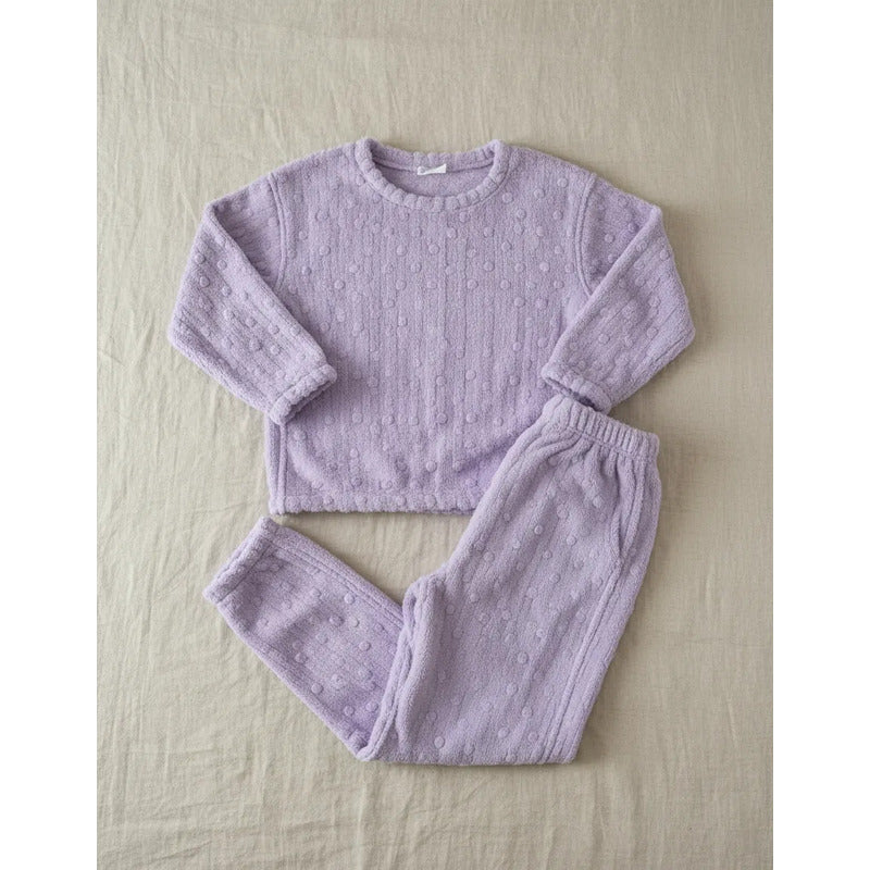 Pijama Peluche Invierno Dama Largo Texturado Con Puntos