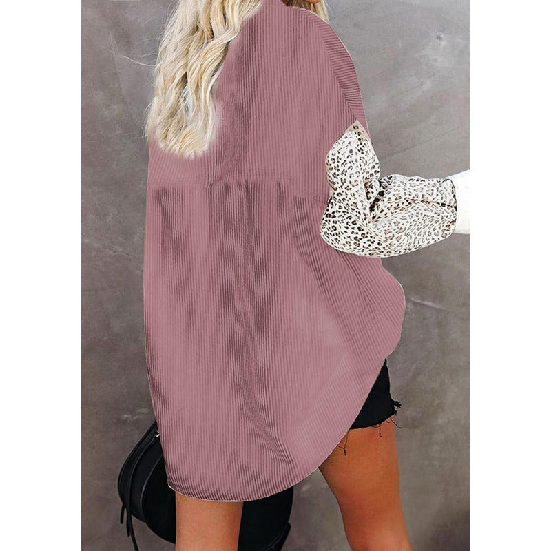 Sobre Camisa Pana Combinado Con Animal Print Varios Colores