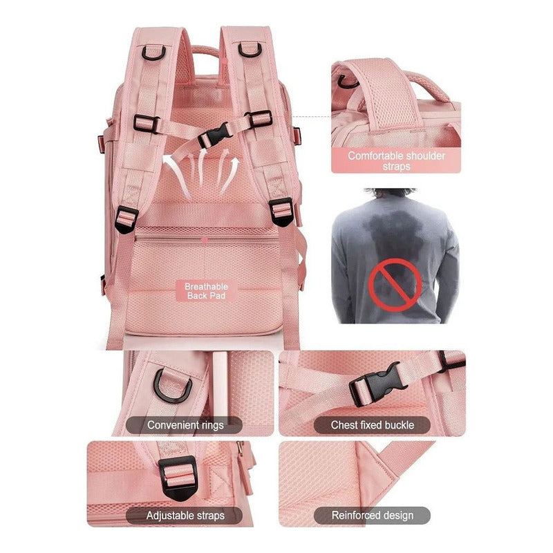 Mochila Viaje Grande Con Usb Varias Reparticiones Uniteduy