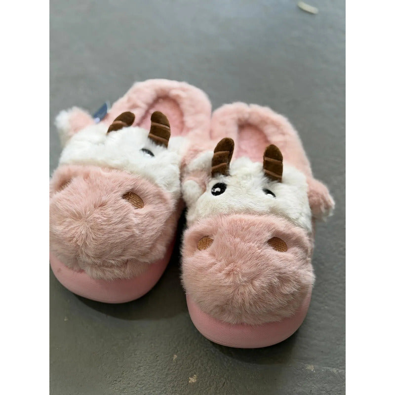 Pantufla Vaca Sin Talón Talles Del 36 Al 45 Suela De Goma