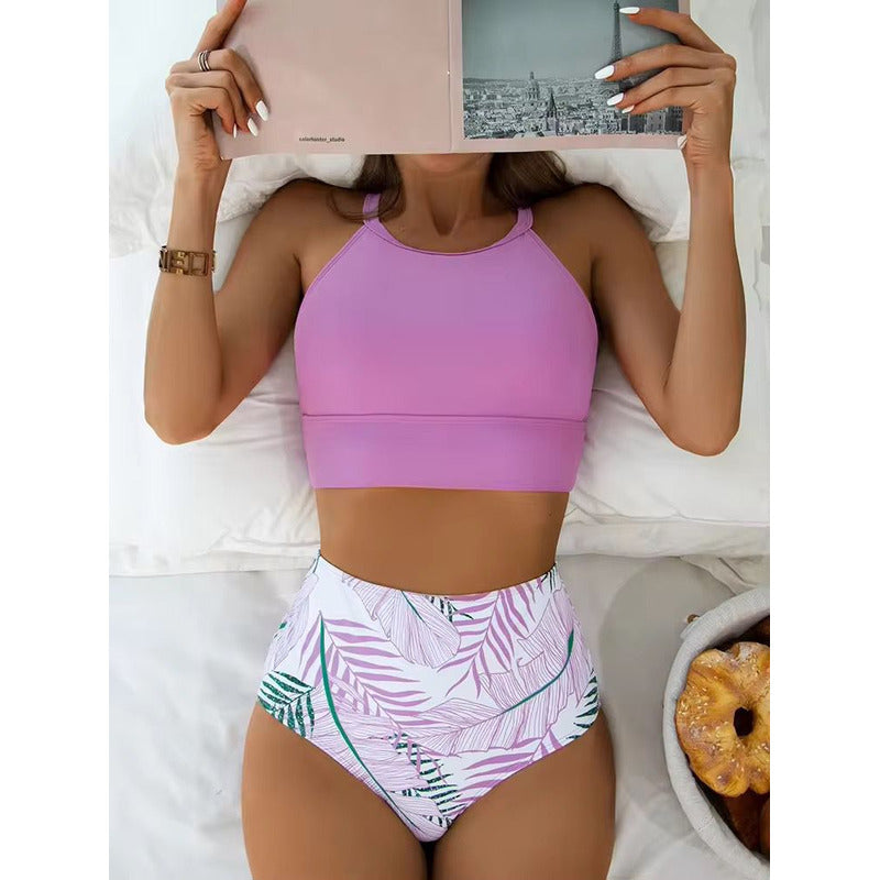 Bikini Malla Tiro Alto Tipo Top Varios Colores Uniteduy