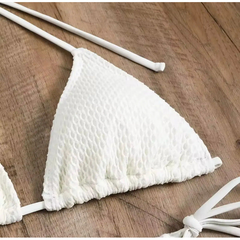 Bikini Tiras Malla 4 Piezas Pollera Top Triangulo  Uniteduy