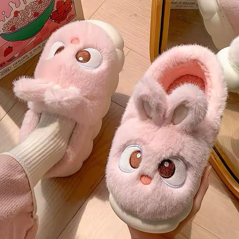 Pantufla Conejo Peludas Con Suela De Goma Varios Colores